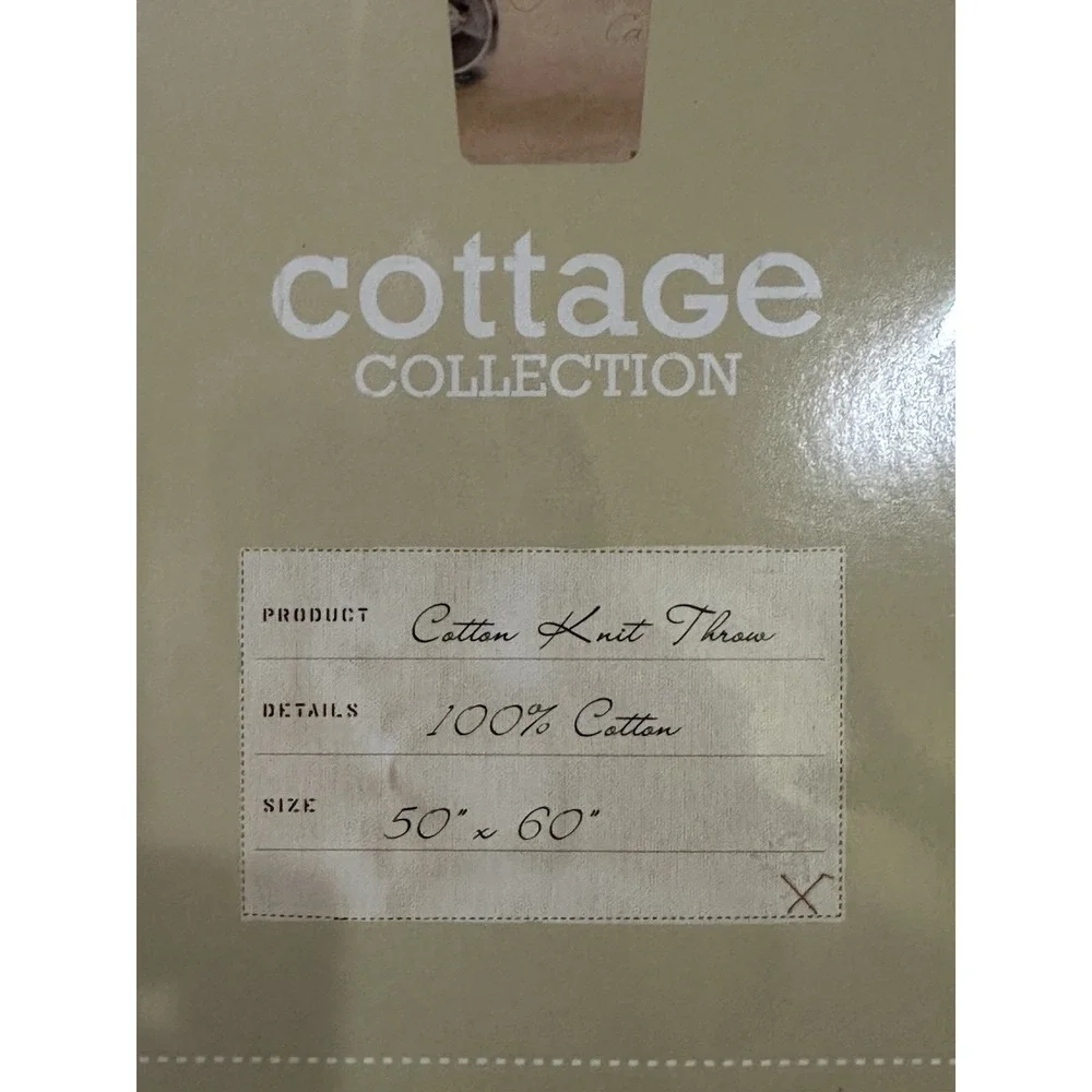 NWT Cottage Collection Knit Throw Blanket 100% Cotton Ivory 50